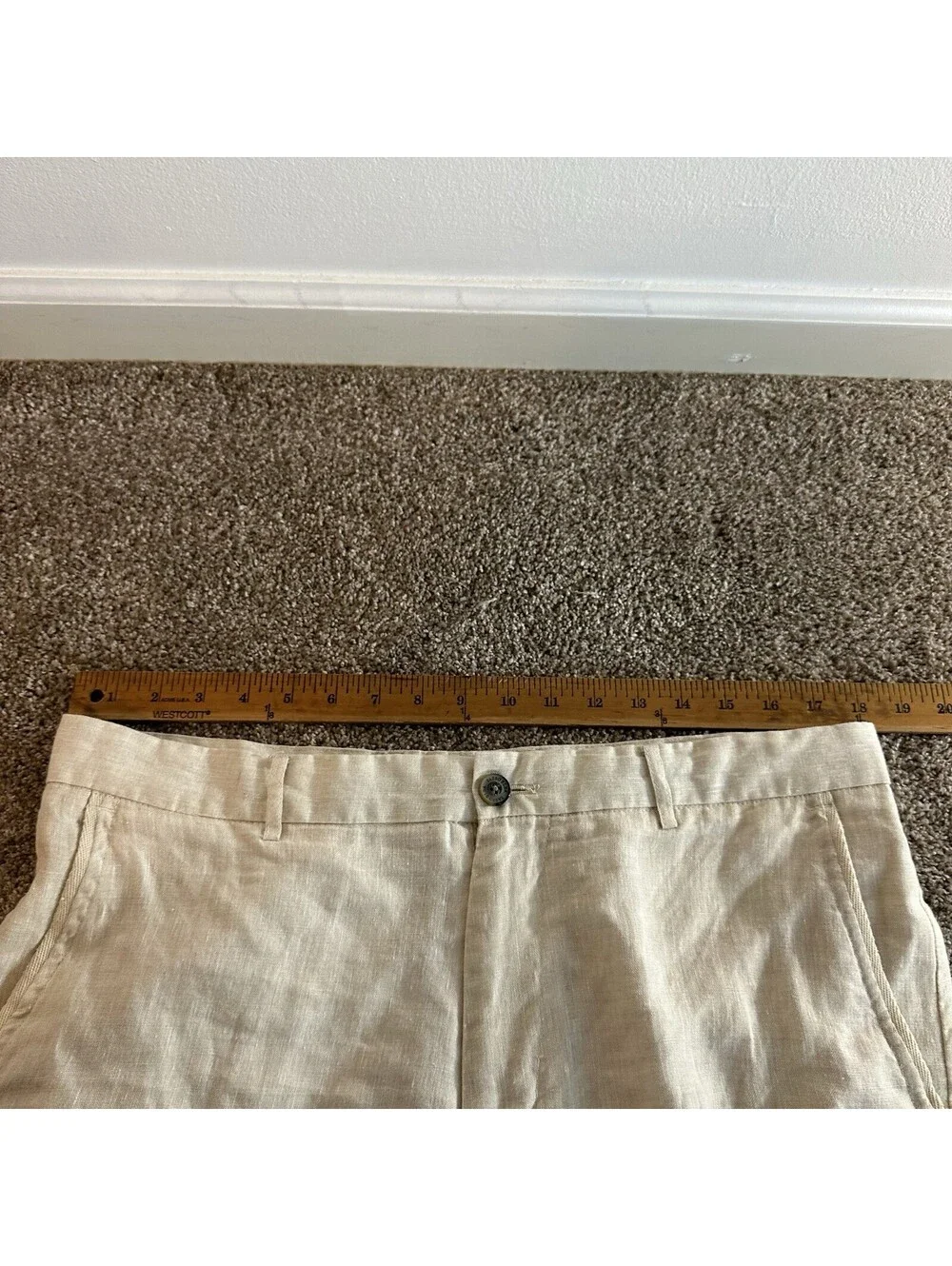 Tasso Elba 100% Linen Trousers Mens 34x32 Flat Front Summer Beach Pants